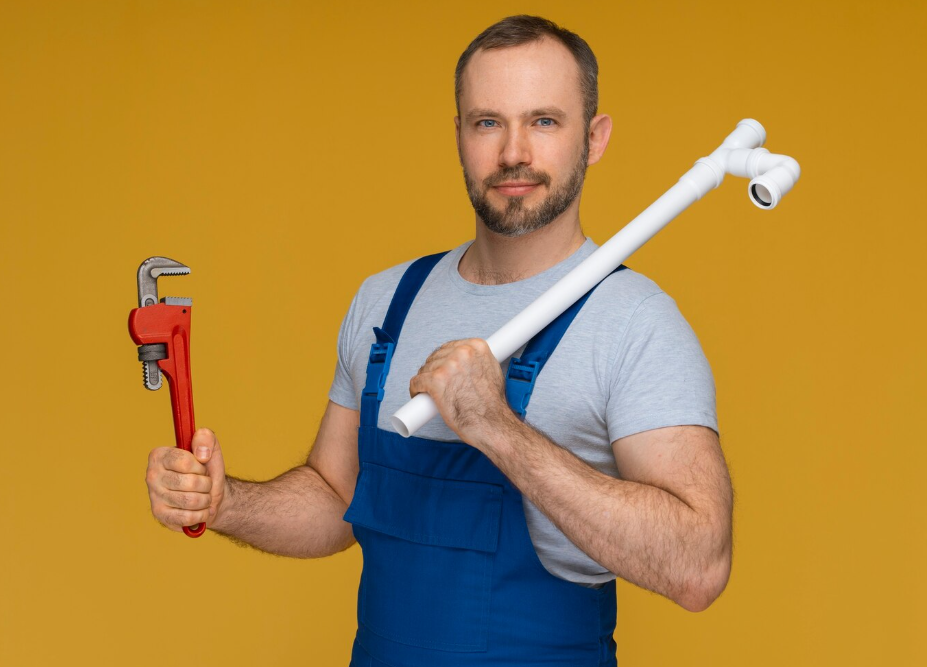 Professional plumber at work